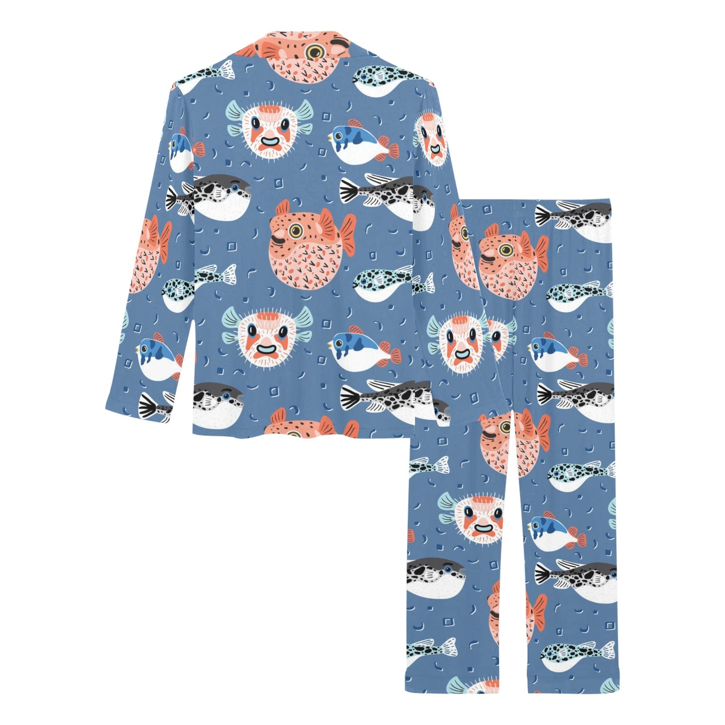 Fugu Pattern Print Design 02 Women's Long Pajama Set