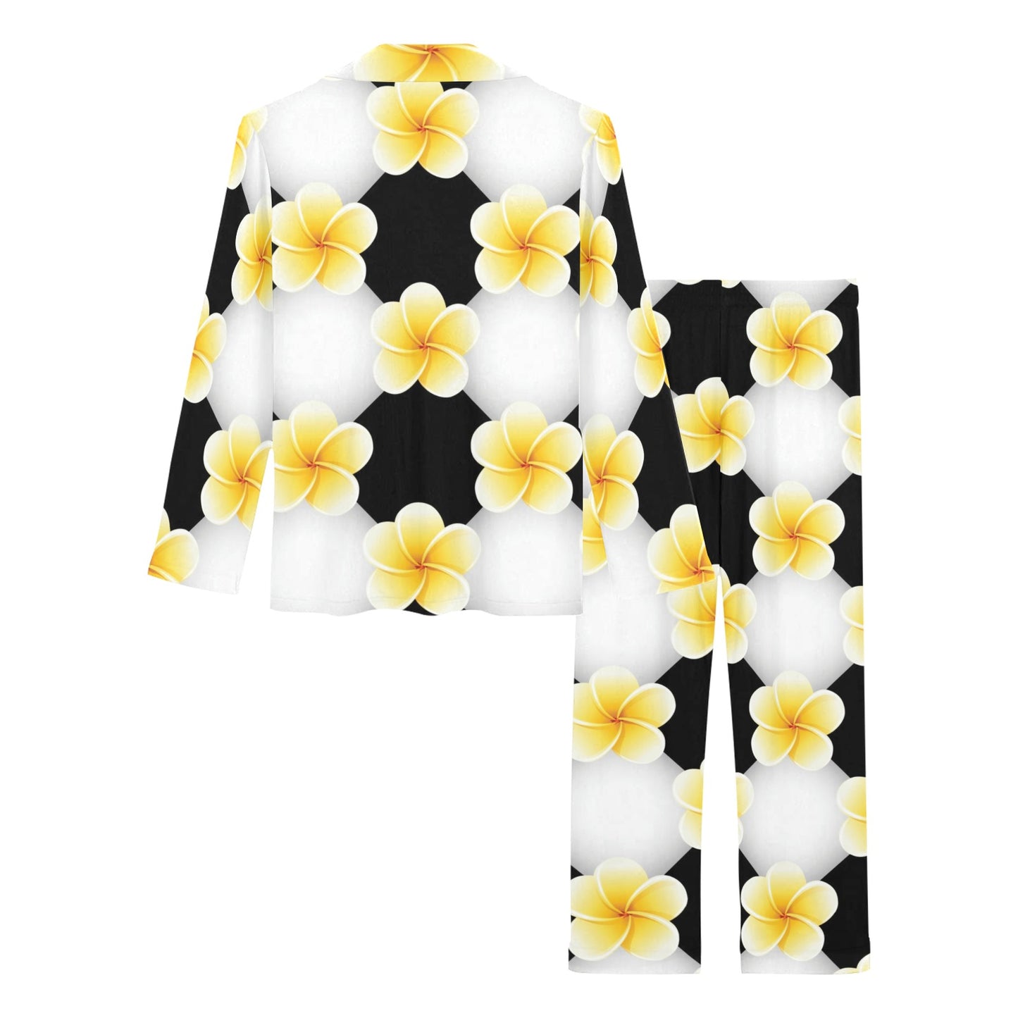 Plumeria Pattern Print Design A04 Women's Long Pajama Set
