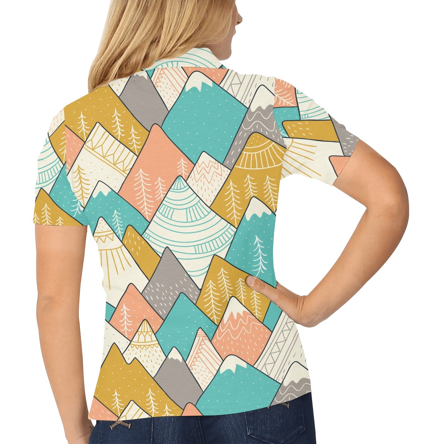 Mountain Pattern Print Design 02 Women's Polo Shirt