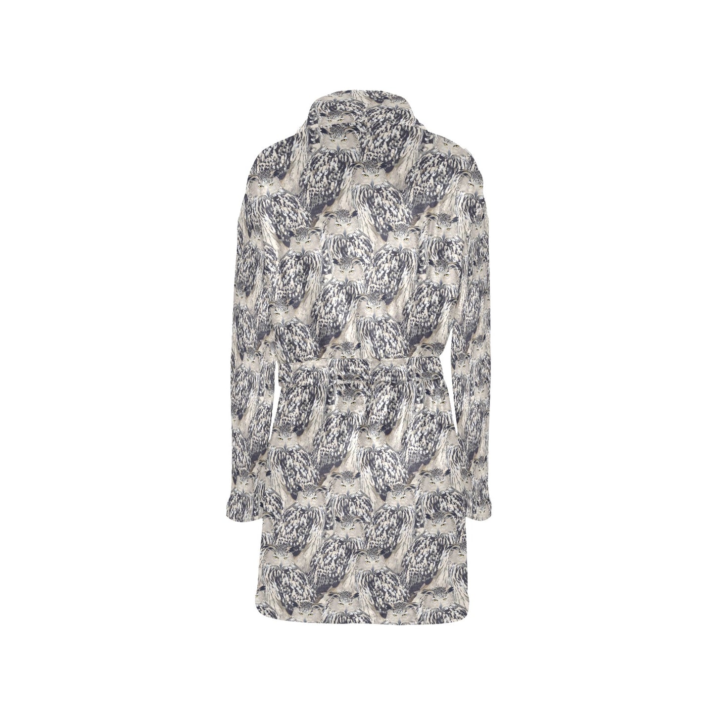 Owl Realistic Themed Design Print Women's Fleece Robe