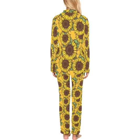 Sunflower Pattern Print Design SF04 Women's Long Pajama Set