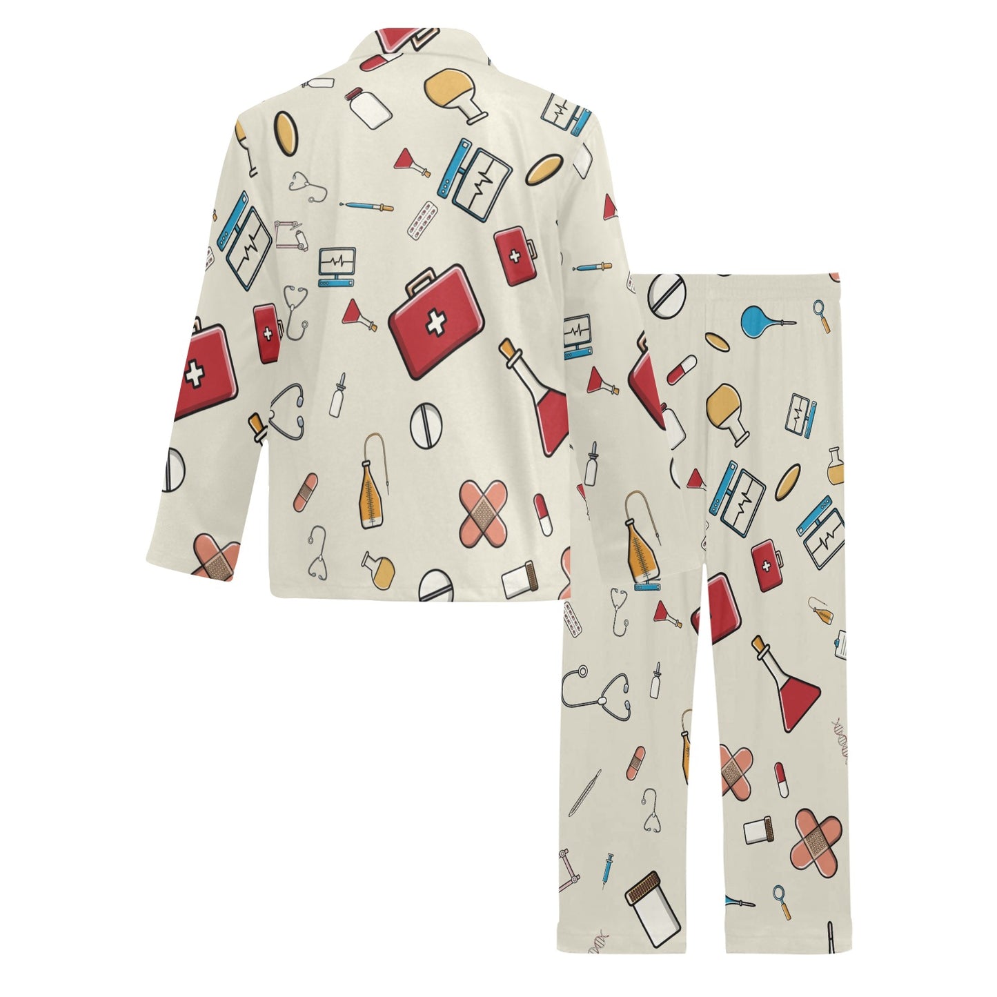 Nurse Pattern Print Design A04 Men's Long Pajama Set