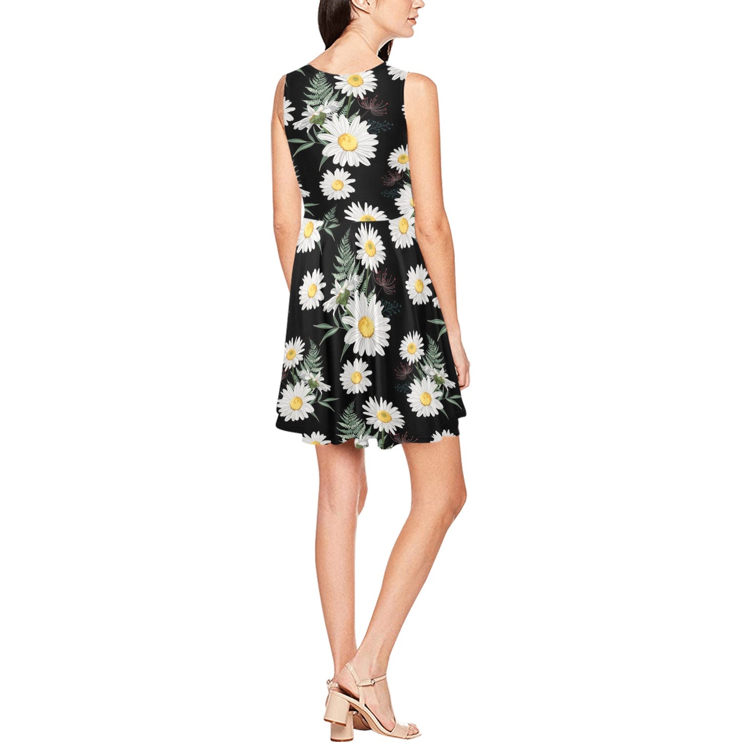 Daisy Pattern Print Design DS07 Sleeveless Dress