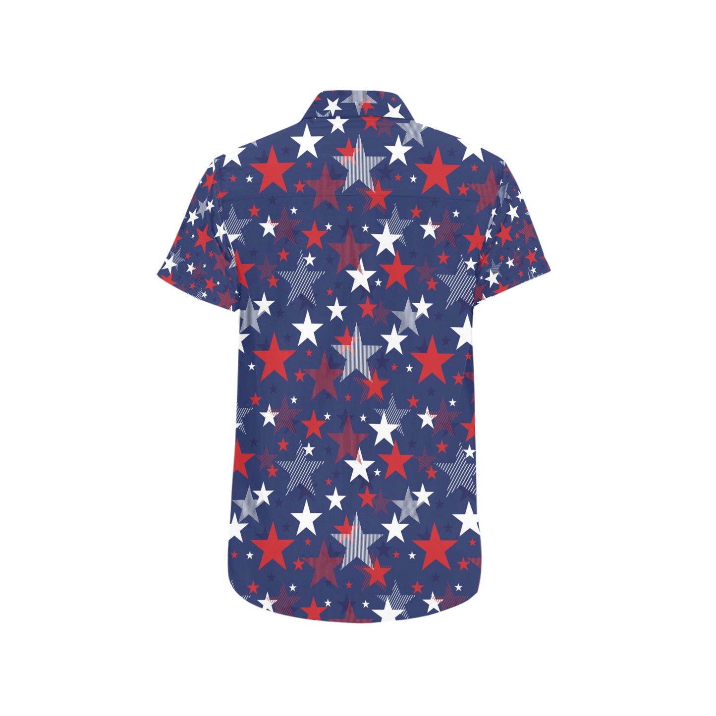 Star Print Design LKS304 Men Short Sleeve Button Up Shirt