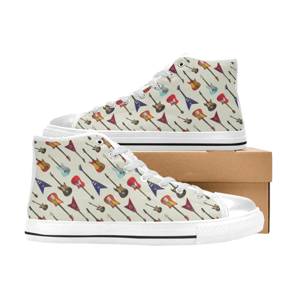 Electric Guitar Print Design LKS404 Men's High Top Canvas Shoes