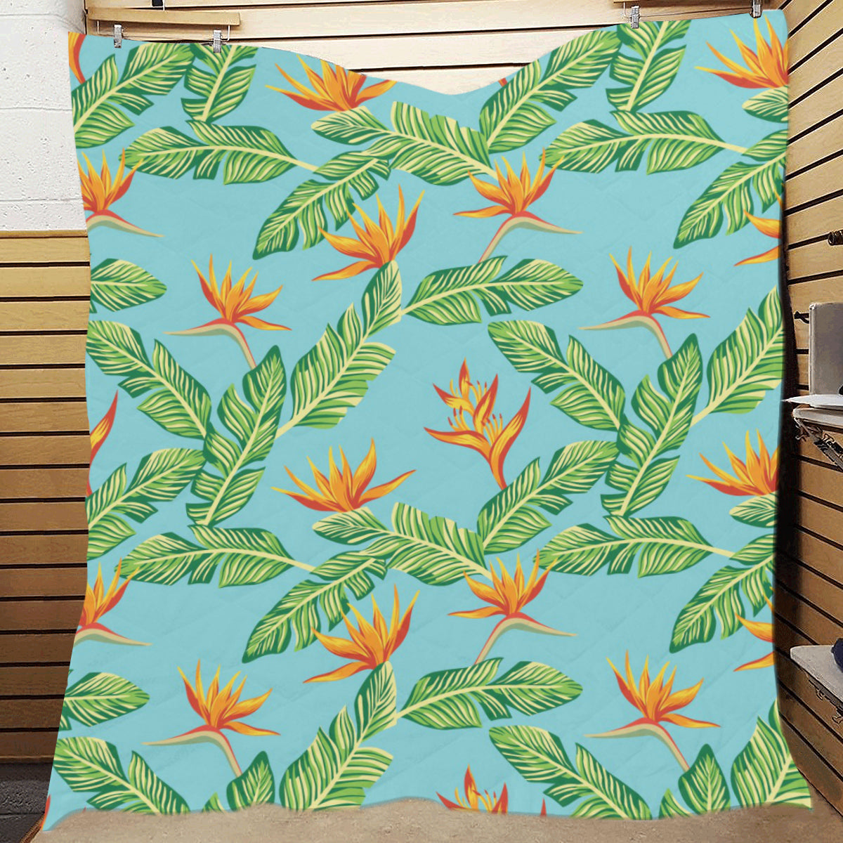 Bird Of Paradise Pattern Print Design BOP04 Premium Quilt