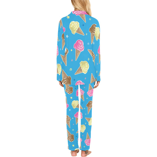 Ice Cream Pattern Print Design 01 Women's Long Pajama Set