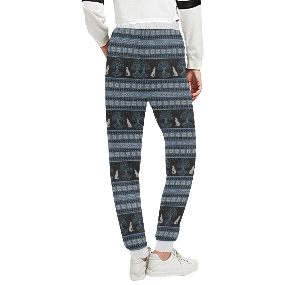 Wolf Tree of Life Knit Design Print Unisex Sweatpants