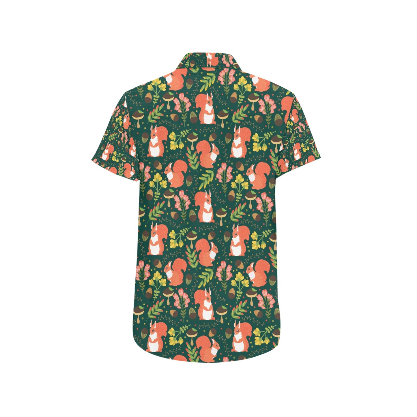 Squirrel Print Design LKS302 Men Short Sleeve Button Up Shirt