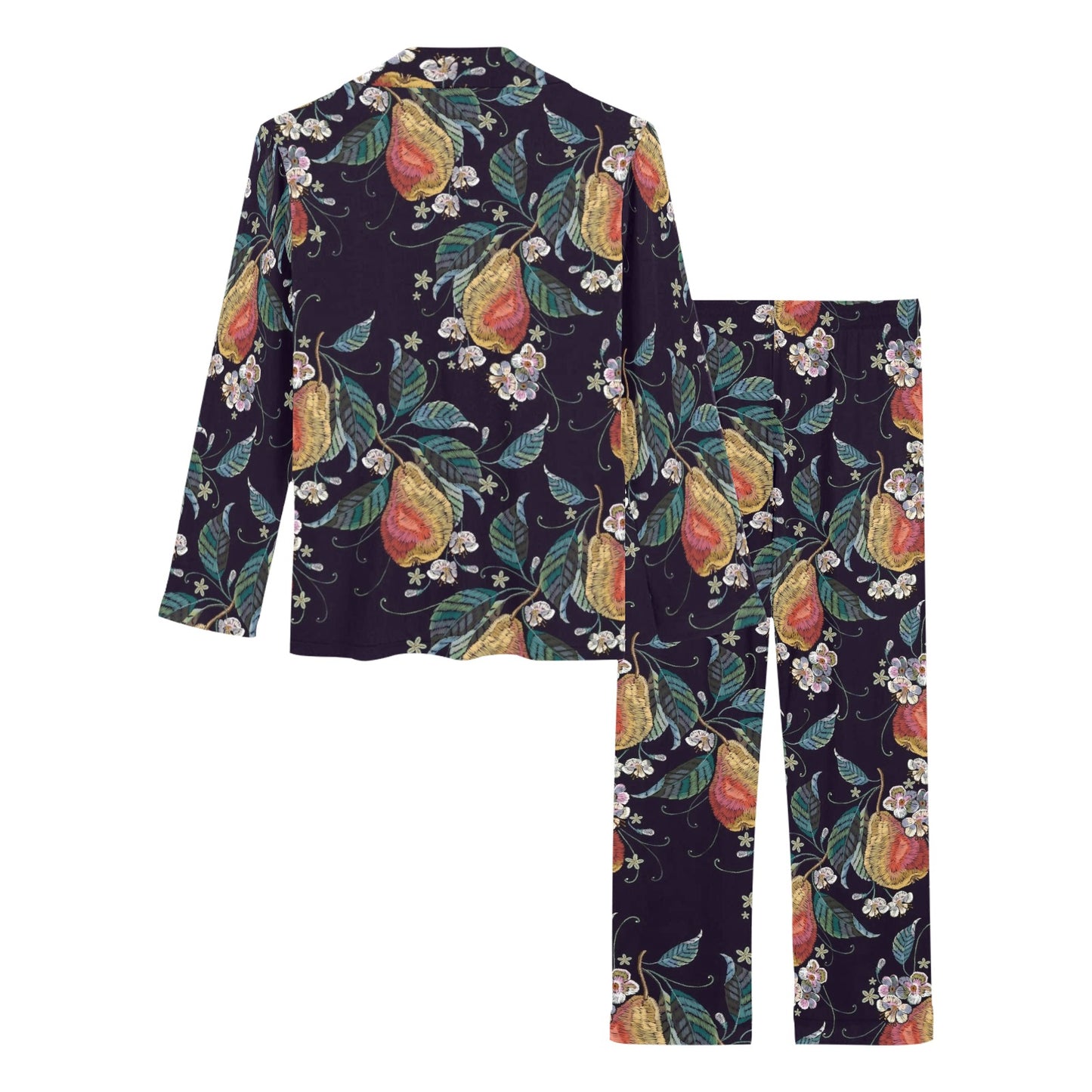 Pear Pattern Print Design PE02 Women's Long Pajama Set