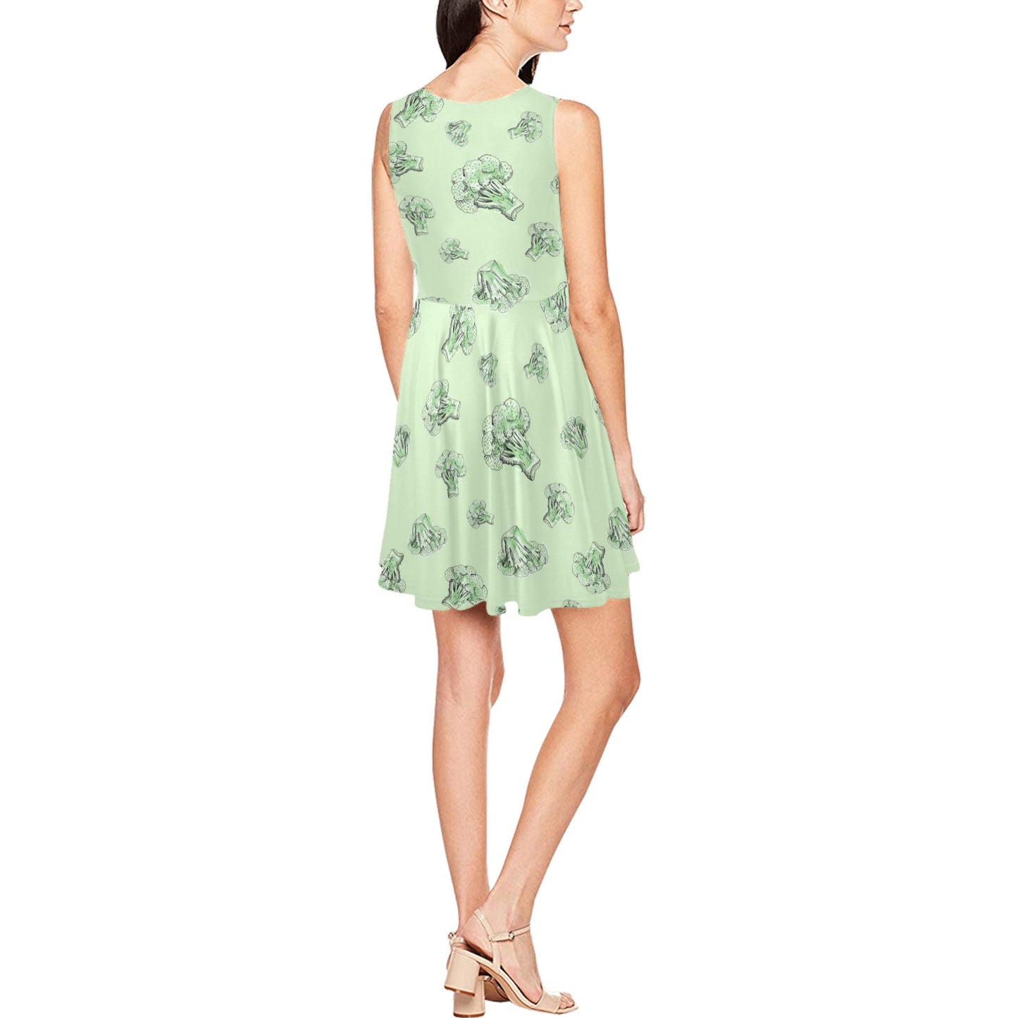 Broccoli Pattern Print Design 05 Sleeveless Dress