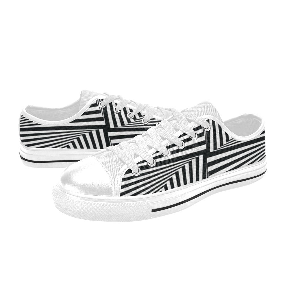 Vortex Print Design LKS302 Women's White Low Top Shoes