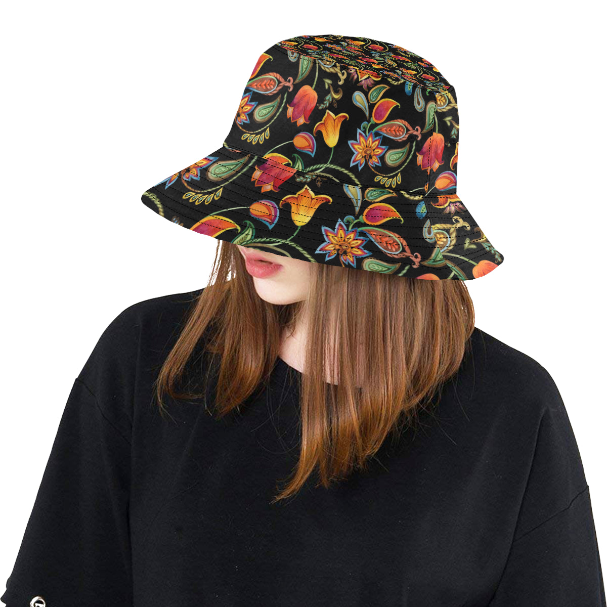 Tulip Boho Pattern Print Design TP09 Unisex Bucket Hat