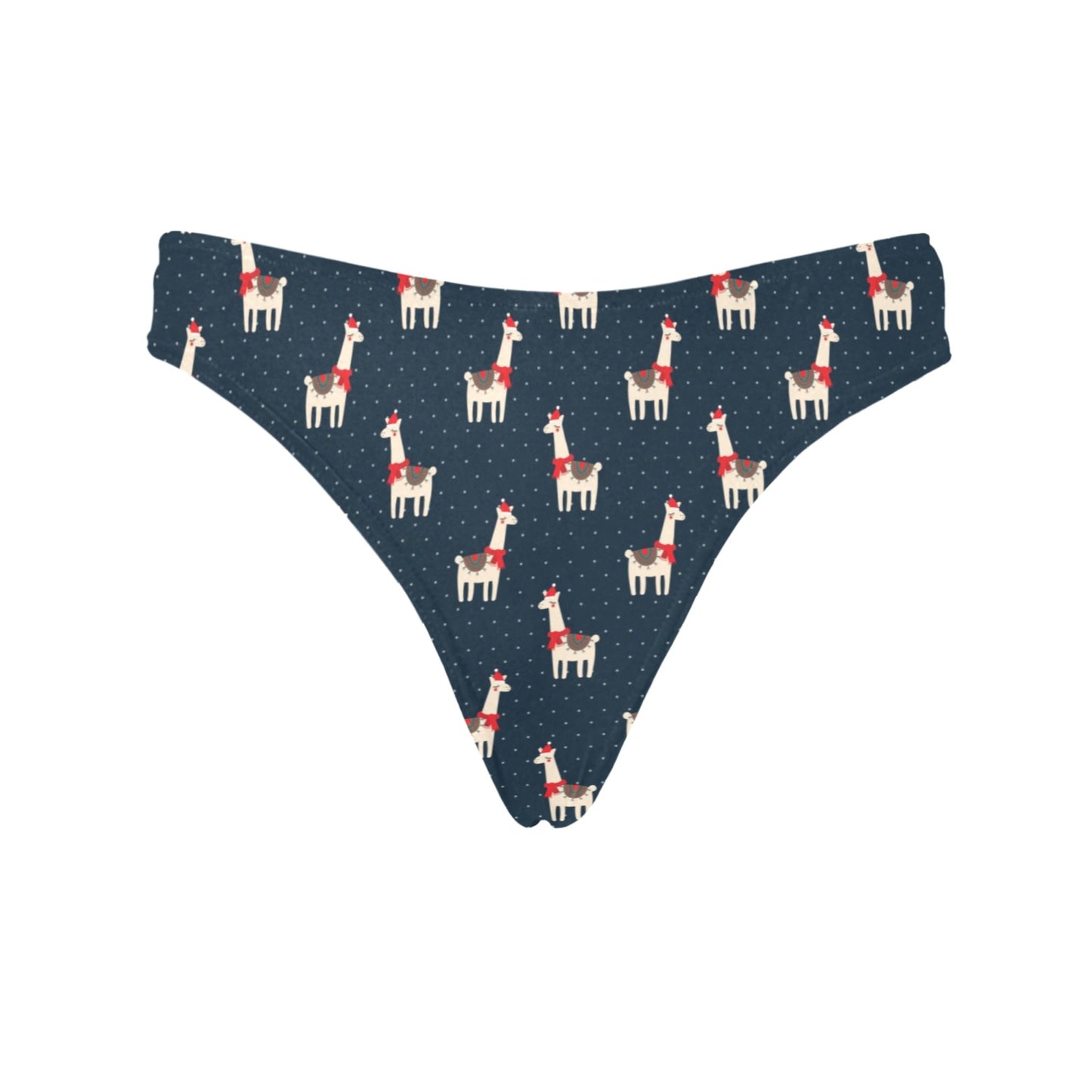 Llama with Polka Dot Themed Print Women's Thongs