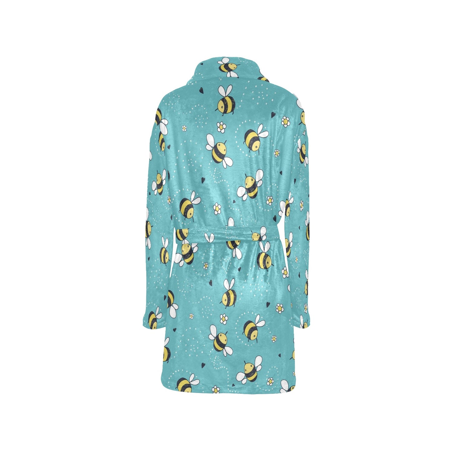 Bee Pattern Print Design BEE02 Women's Fleece Robe