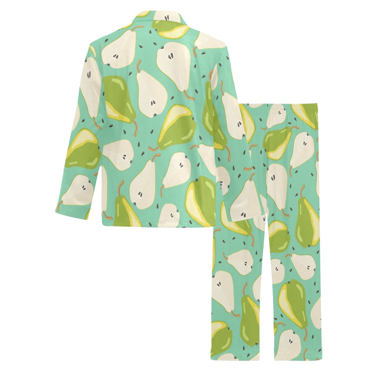 Pear Pattern Print Design PE04 Men's Long Pajama Set