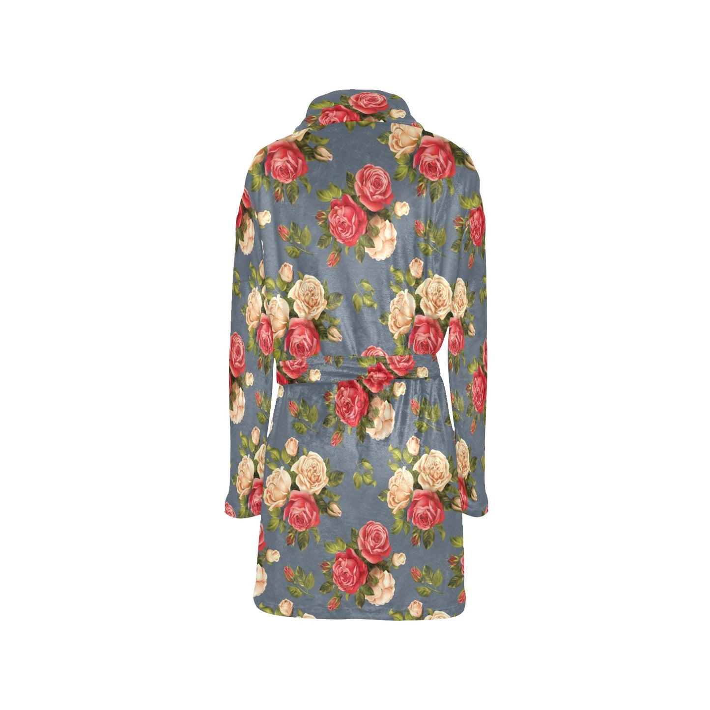 Rose Pattern Print Design RO017 Women's Fleece Robe