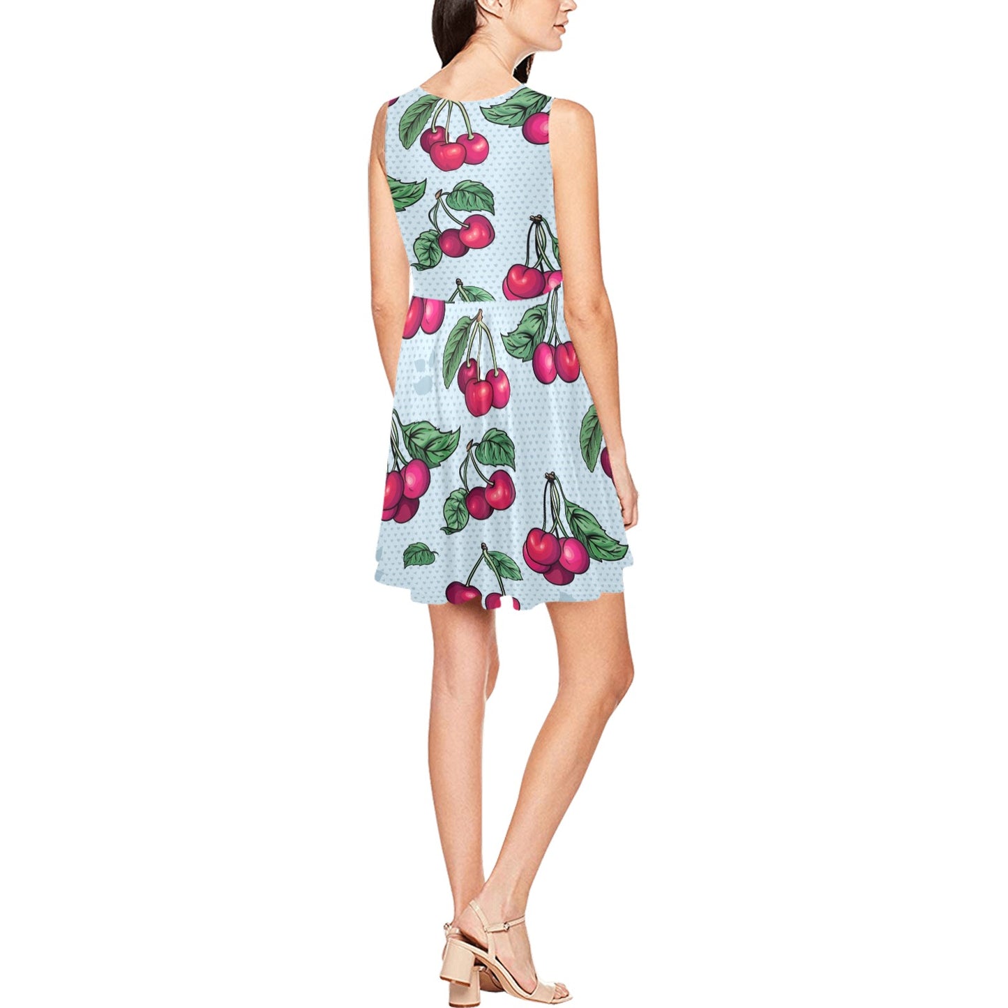 Cherry Pattern Print Design CH01 Sleeveless Dress