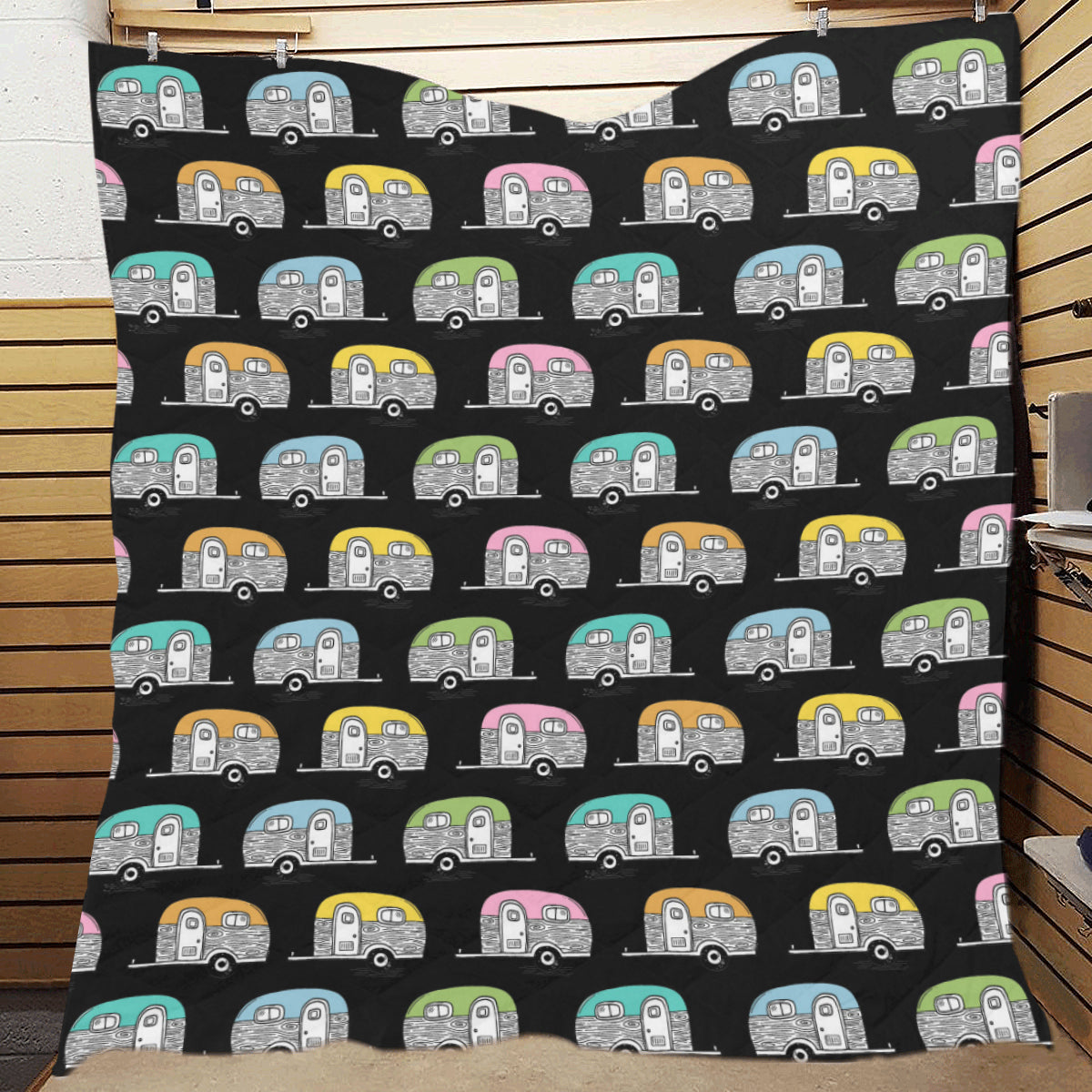 Camper Pattern Camping Themed No 2 Print Premium Quilt