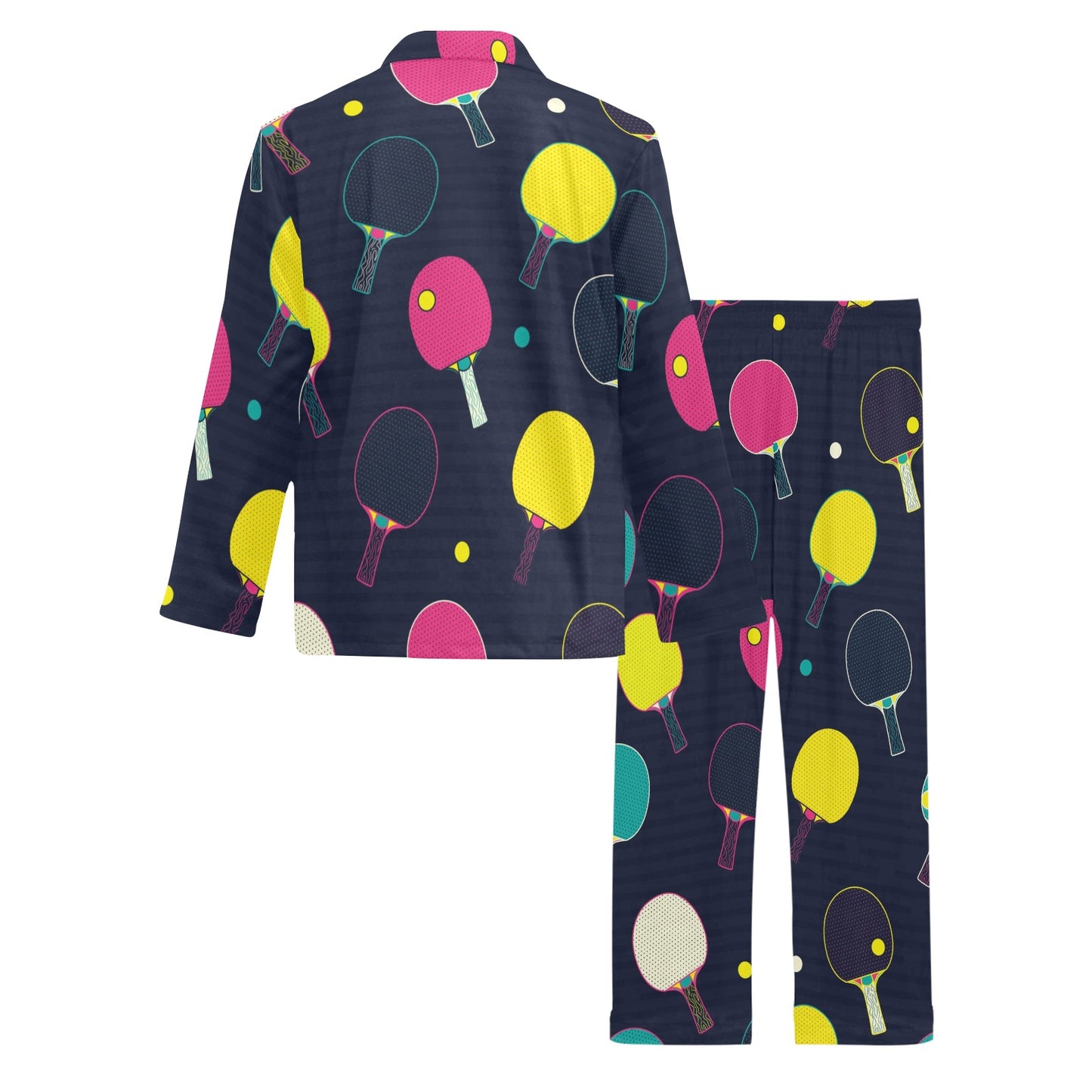 Ping Pong Pattern Print Design A04 Men's Long Pajama Set