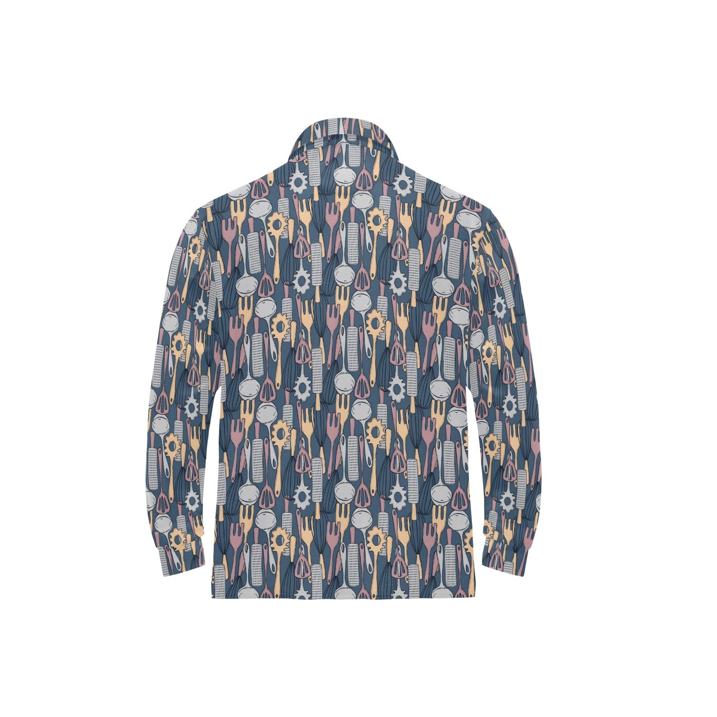 Cooking Kitchen Tools Pattern Print Design 05 Long Sleeve Polo Shirt For Men's