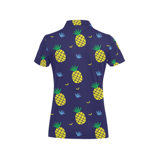 Pineapple Pattern Print Design A01 Women's Polo Shirt