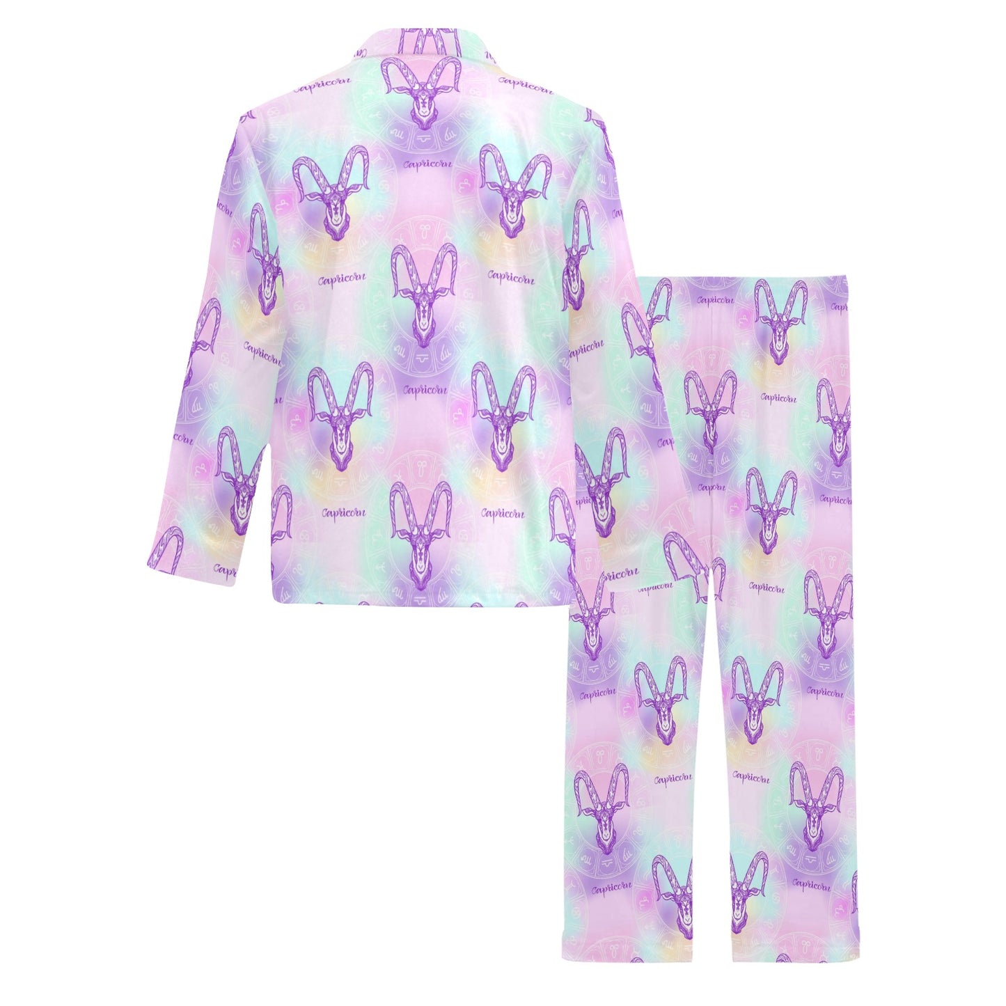 Capricorn Zodiac Pattern Print Design 02 Men's Long Pajama Set