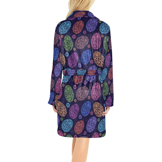 Easter Eggs Pattern Print Design RB012 Women's Fleece Robe