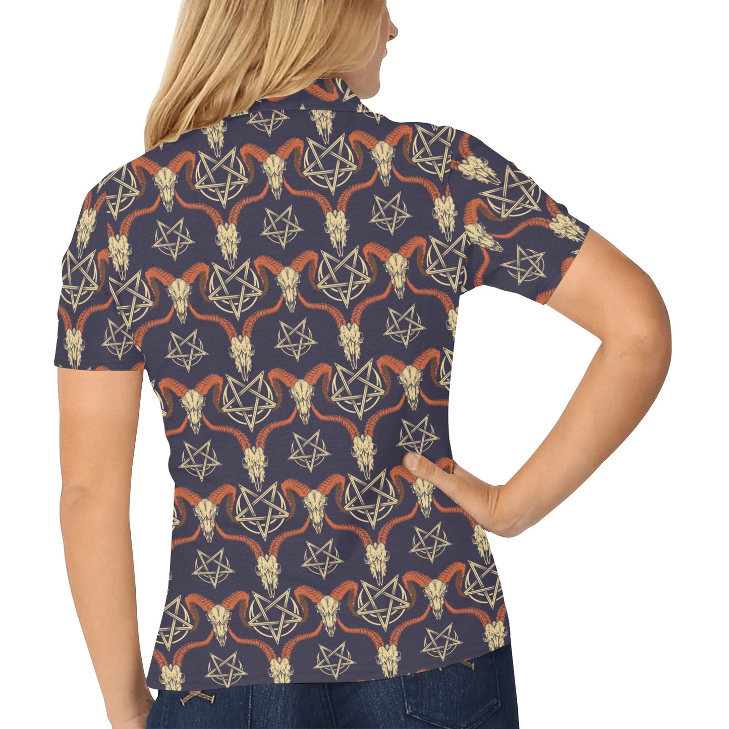 Buffalo Head Print Design LKS403 Women's Polo Shirt