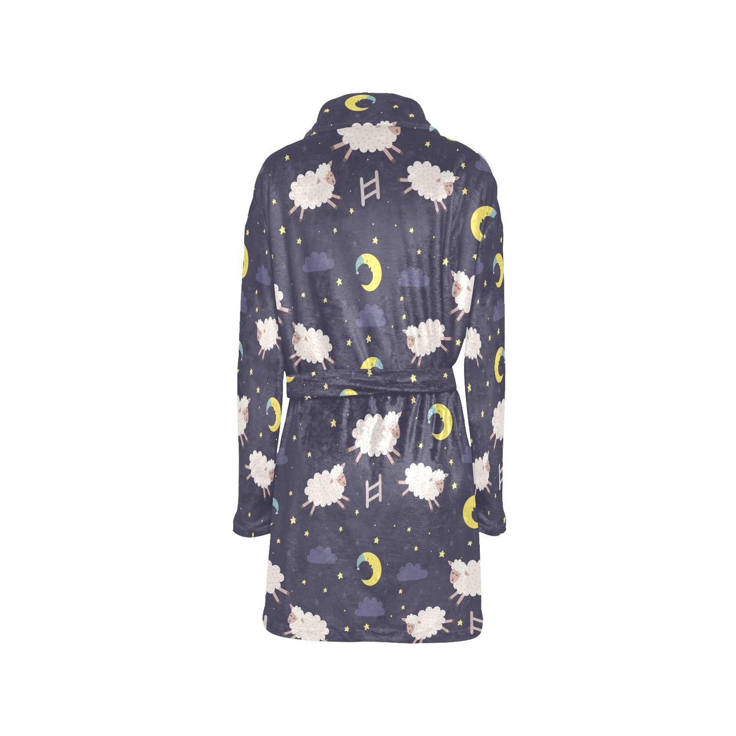 Sheep Night Pattern Print Design 02 Women's Fleece Robe