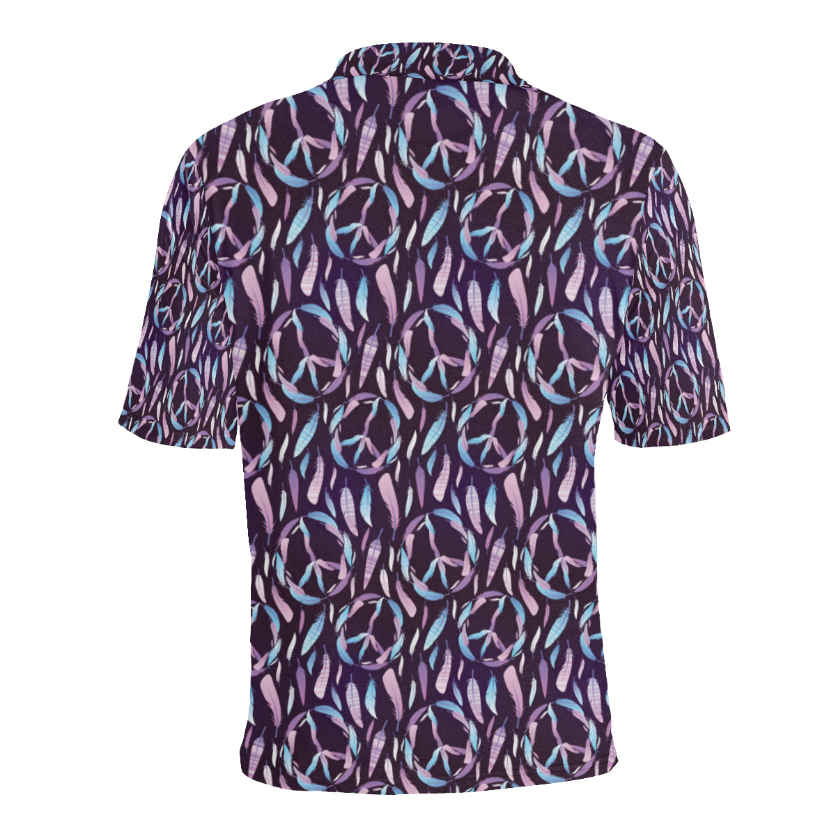 Peace Sign Feather Design Print Men Polo Shirt