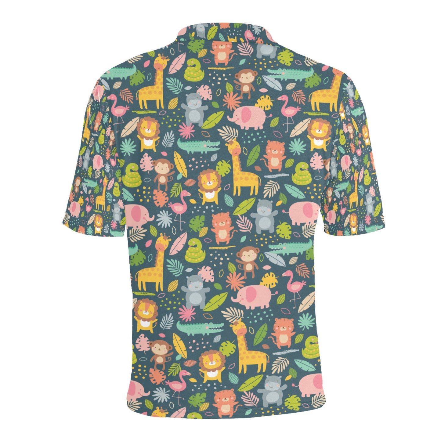Safari Animal Cartoon Print Design LKS305 Men Polo Shirt