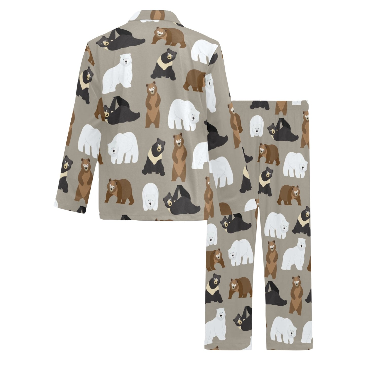 Bear Pattern Print Design BE03 Men's Long Pajama Set