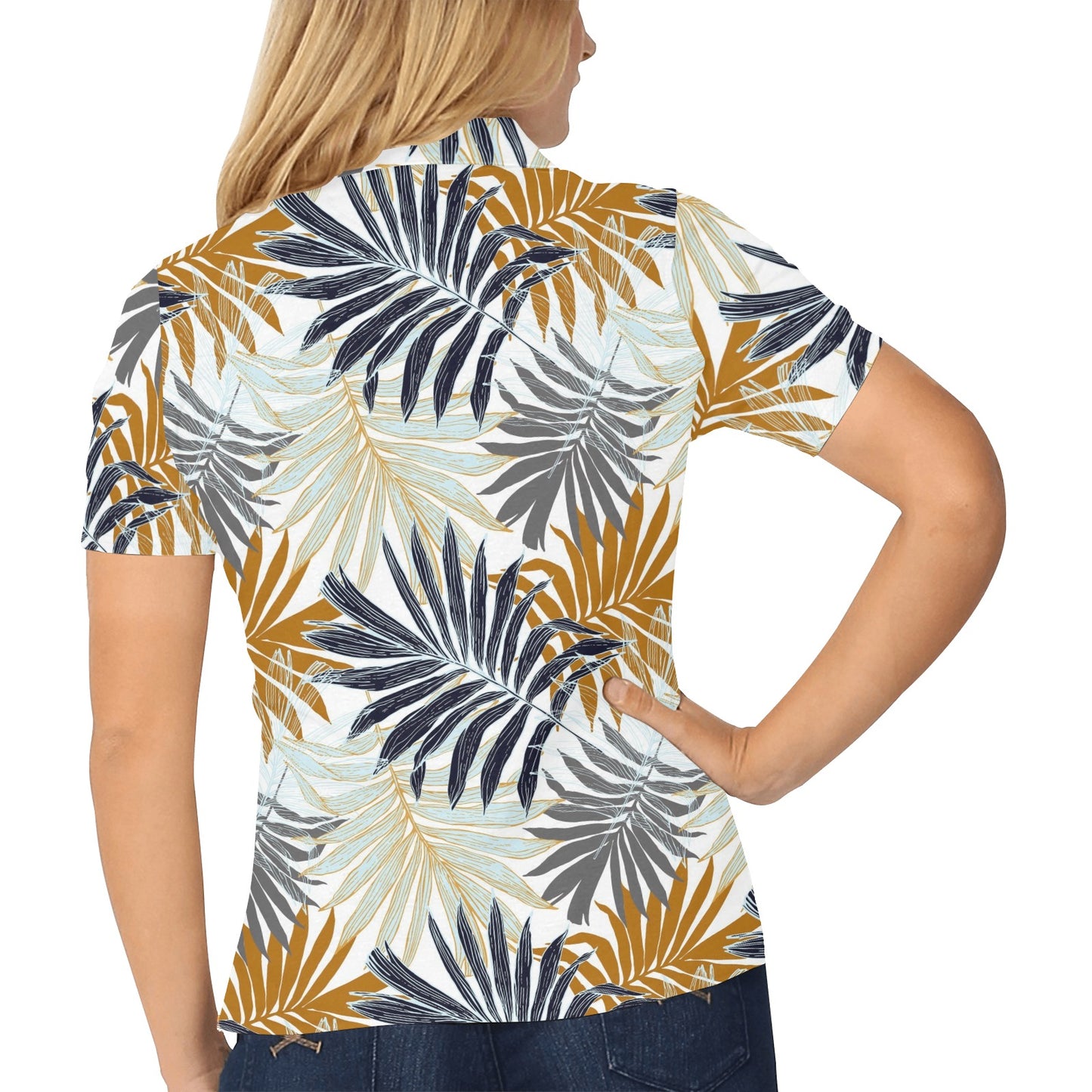 Colorful Tropical Palm Leaves Women's Polo Shirt