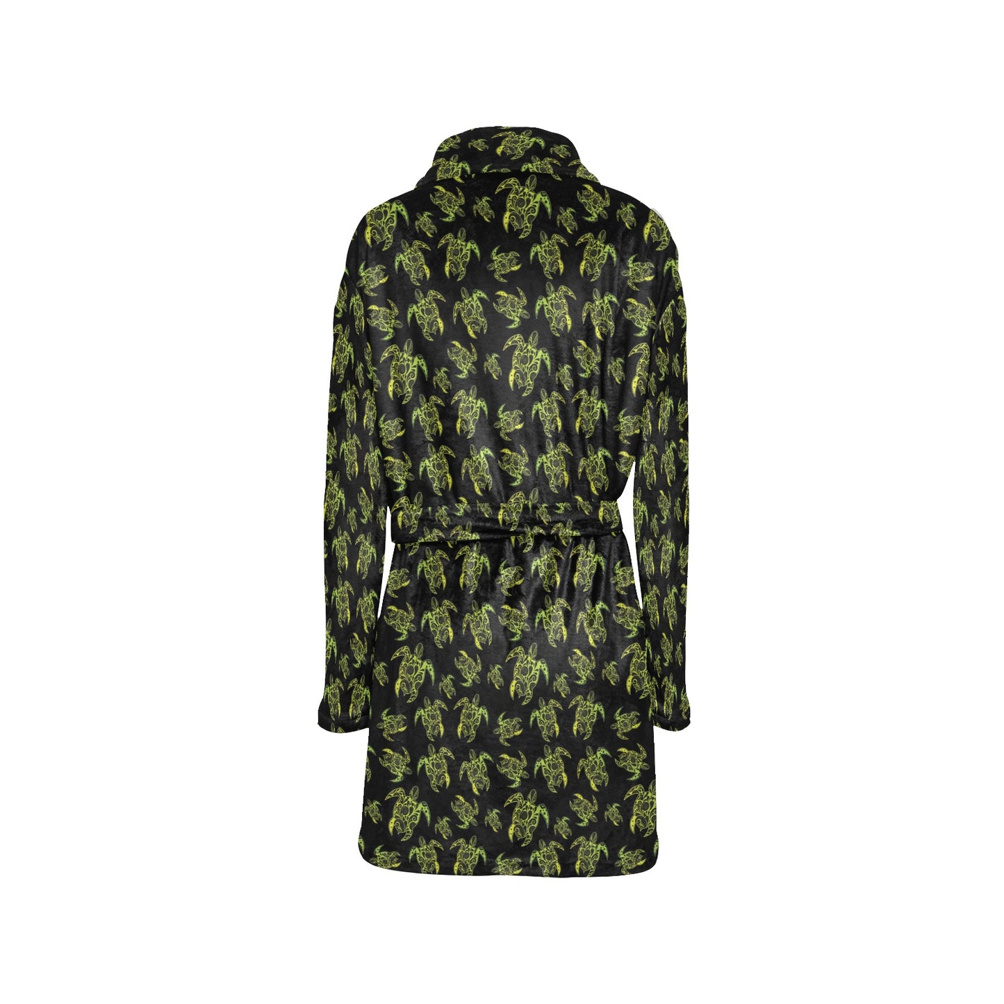 Green Tribal Turtle Polynesian Themed Women's Fleece Robe