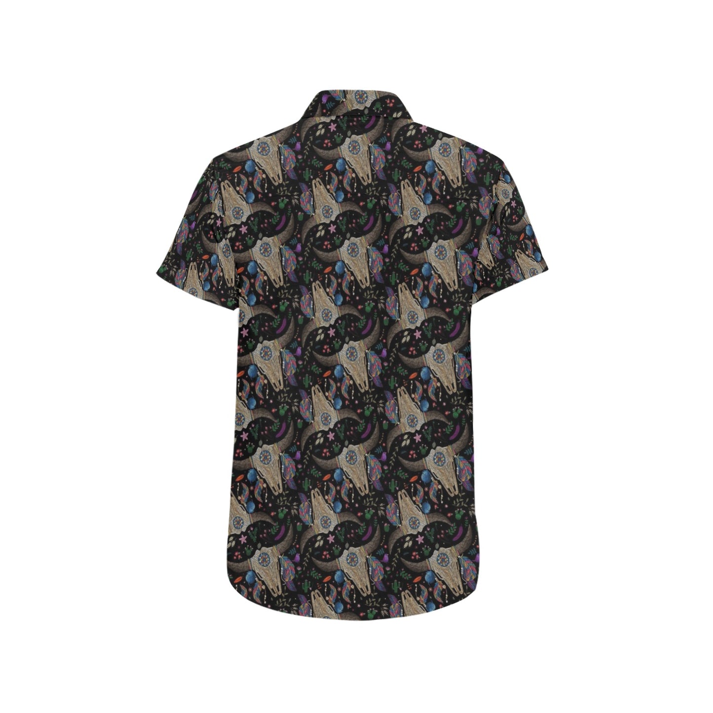 Buffalo Head Print Design LKS401 Men Short Sleeve Button Up Shirt