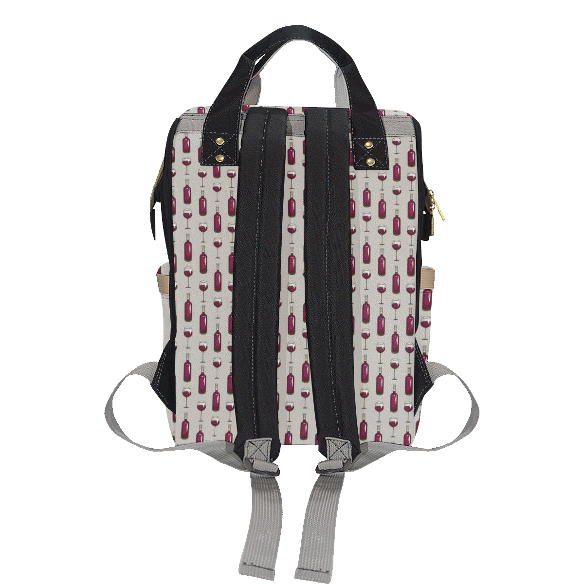 Wine Bottle Pattern Print Diaper Bag Backpack