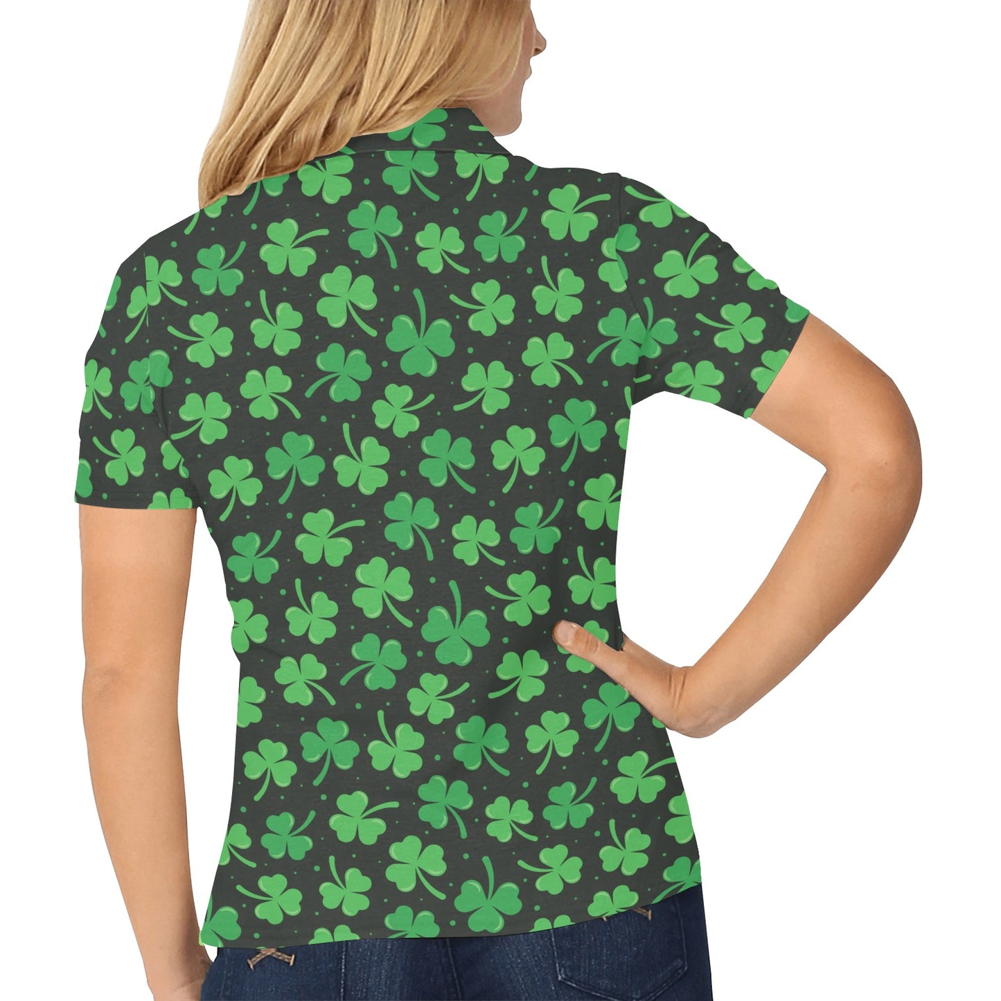 Clover Pattern Print Design 04 Women's Polo Shirt
