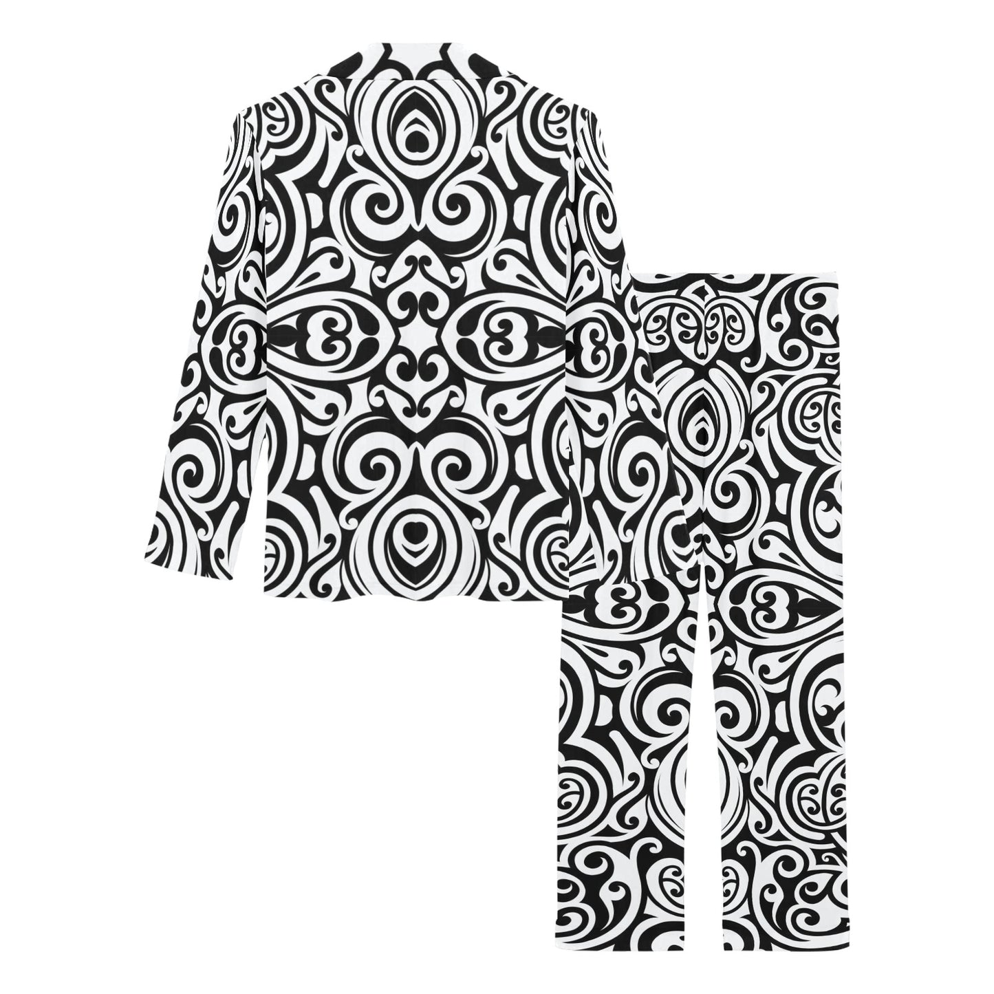 Polynesian Tattoo Pattern Women's Long Pajama Set