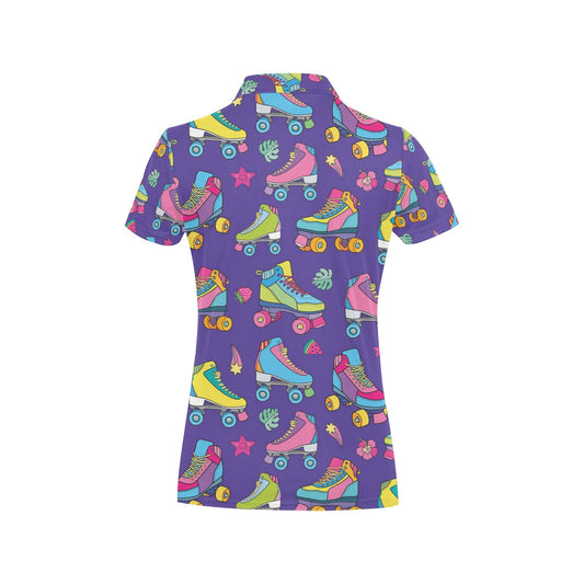 Roller skate Colorful Pattern Print Design A05 Women's Polo Shirt