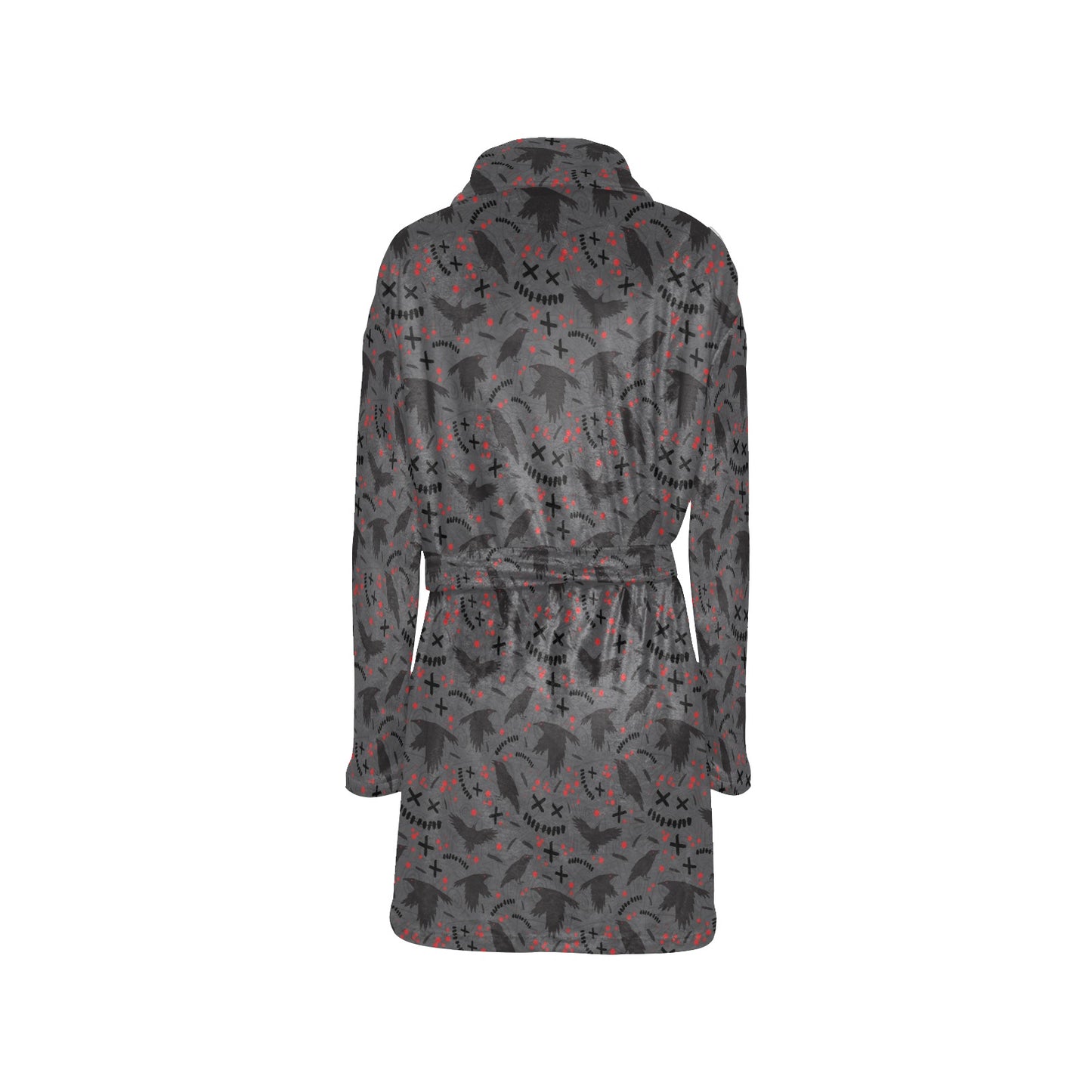 Crow Pattern Print Design 02 Women's Fleece Robe