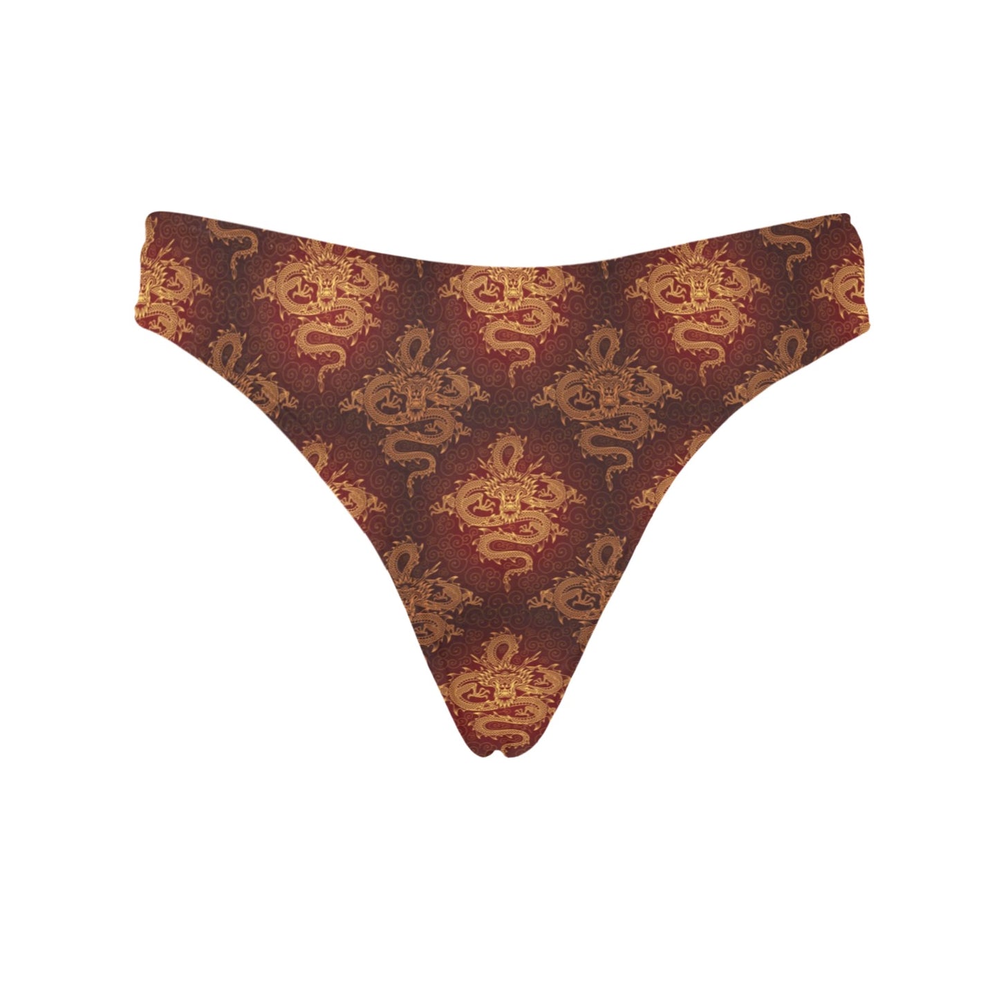 Chinese Dragons Gold Design Women's Thongs
