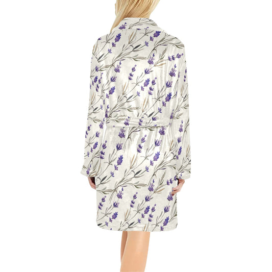 Lavender Pattern Print Design 01 Women's Fleece Robe