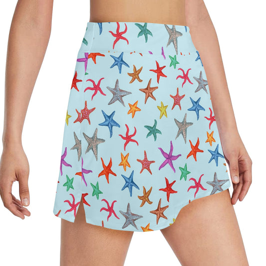 Starfish Print Design LKS402 17" Golf & Pickleball Skort with Pockets