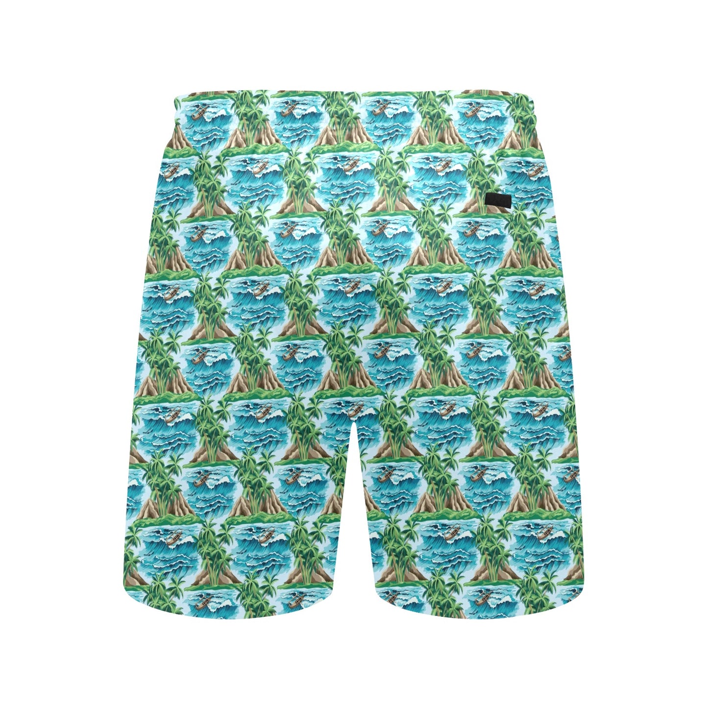 Palm Tree Hawaiian Themed Design Print Men's Swim Trunks Beach Shorts
