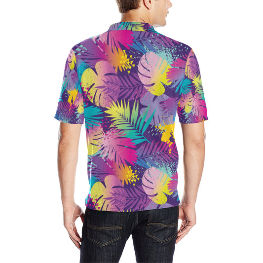 Palm Leaf Pattern Print Design A04 Men Polo Shirt