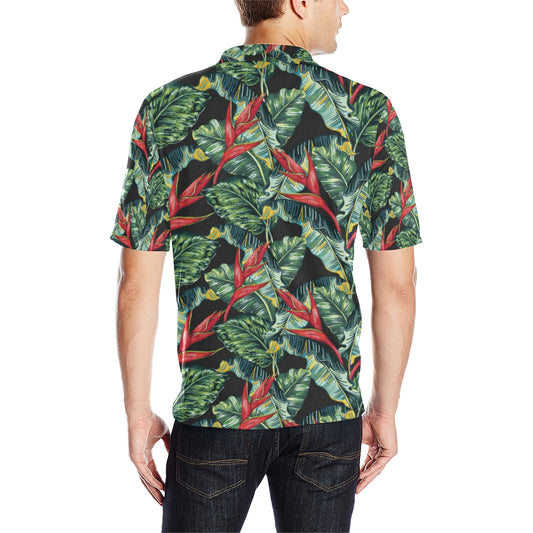 Bird Of Paradise Pattern Print Design BOP06 Men Polo Shirt