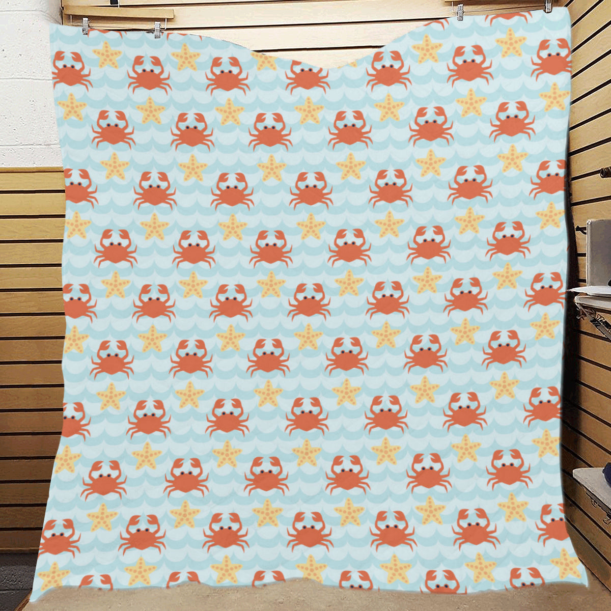 Crab Pattern Print Design 03 Premium Quilt