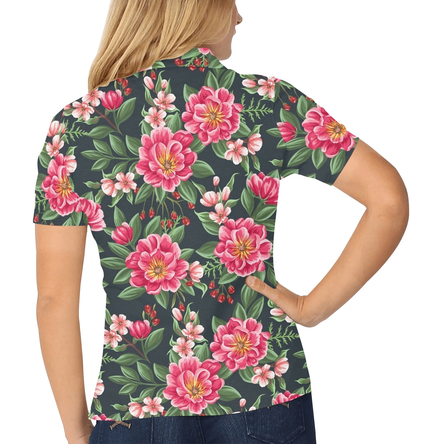 Summer Floral Pattern Print Design SF06 Women's Polo Shirt
