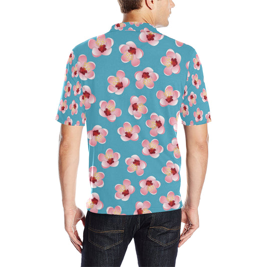 Cherry Blossom Pattern Print Design CB09 Men Polo Shirt